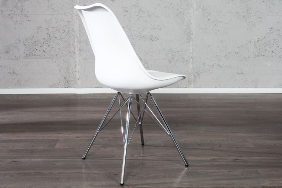 Krzesło Scandinavia Retro białe srebrne - Invicta Interior